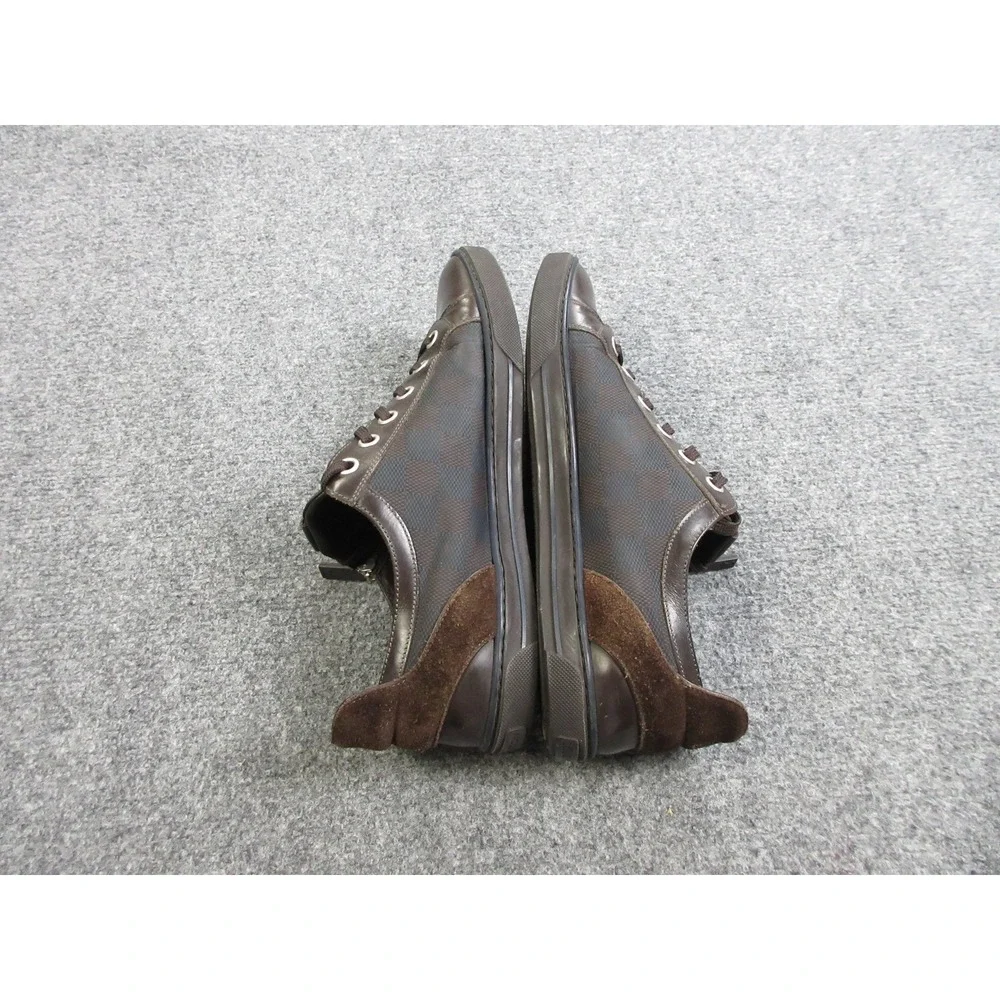 Louis Vuitton Shoes Mens Size 7.5 Damier Canvas Low Top Leather‎ Sneaker Zip